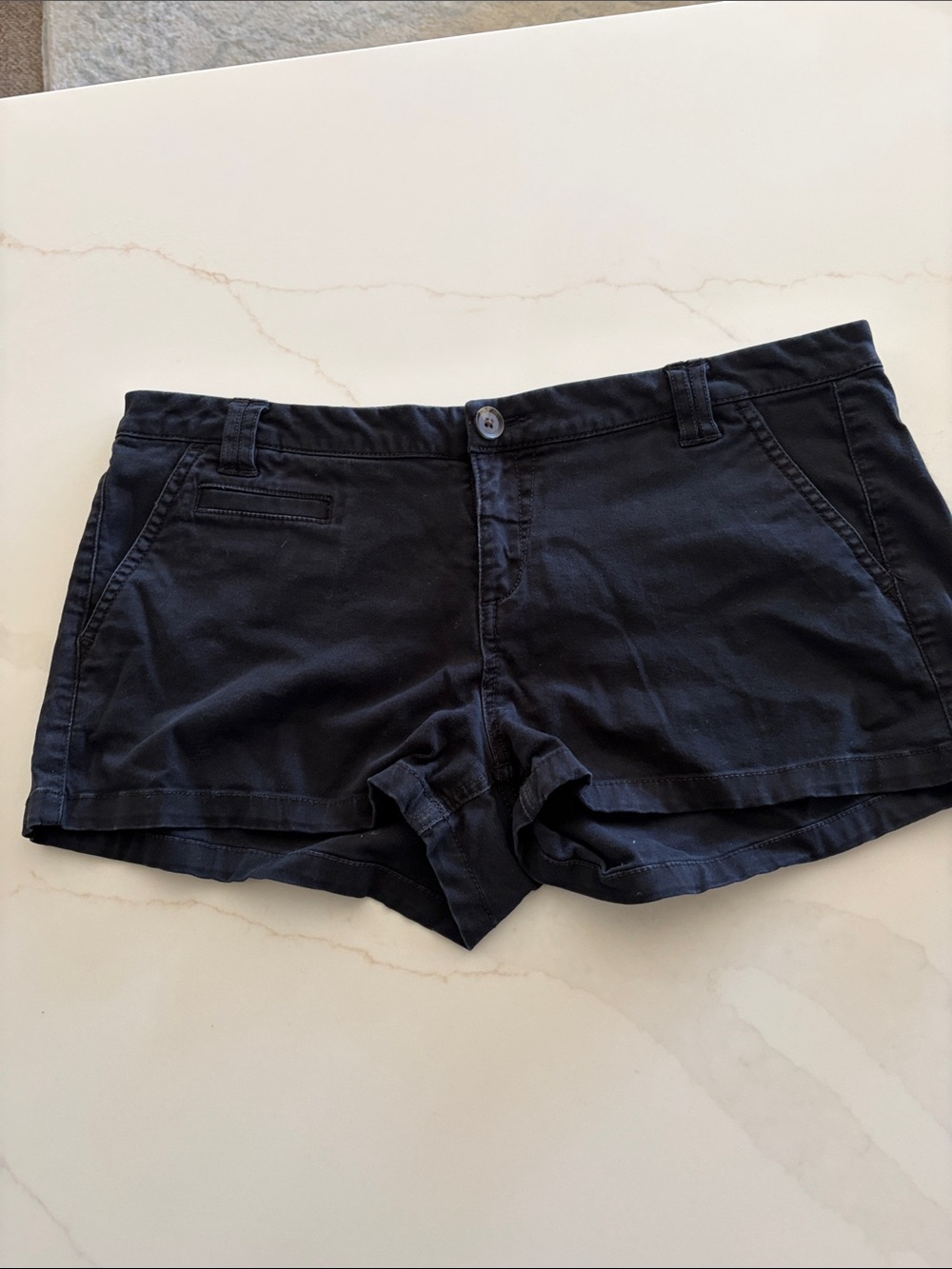 Express black denim short shorts